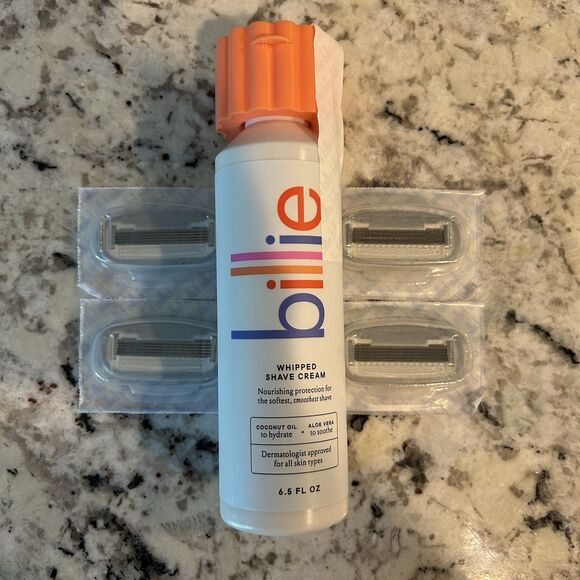 Billie Whipped Shave Cream 6.5 oz NEW with 4 Razor Refill Cart. Grapefuit - Picture 2 of 3